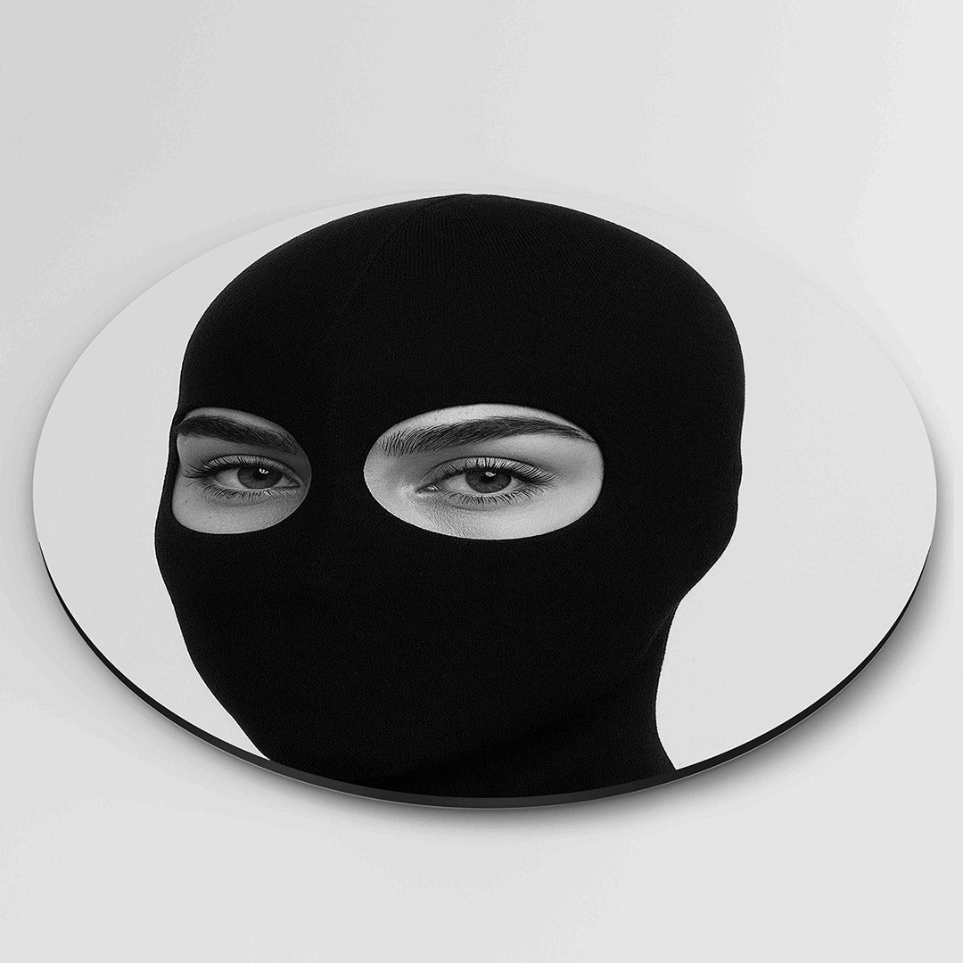Gezicht met masker Muurcirkel