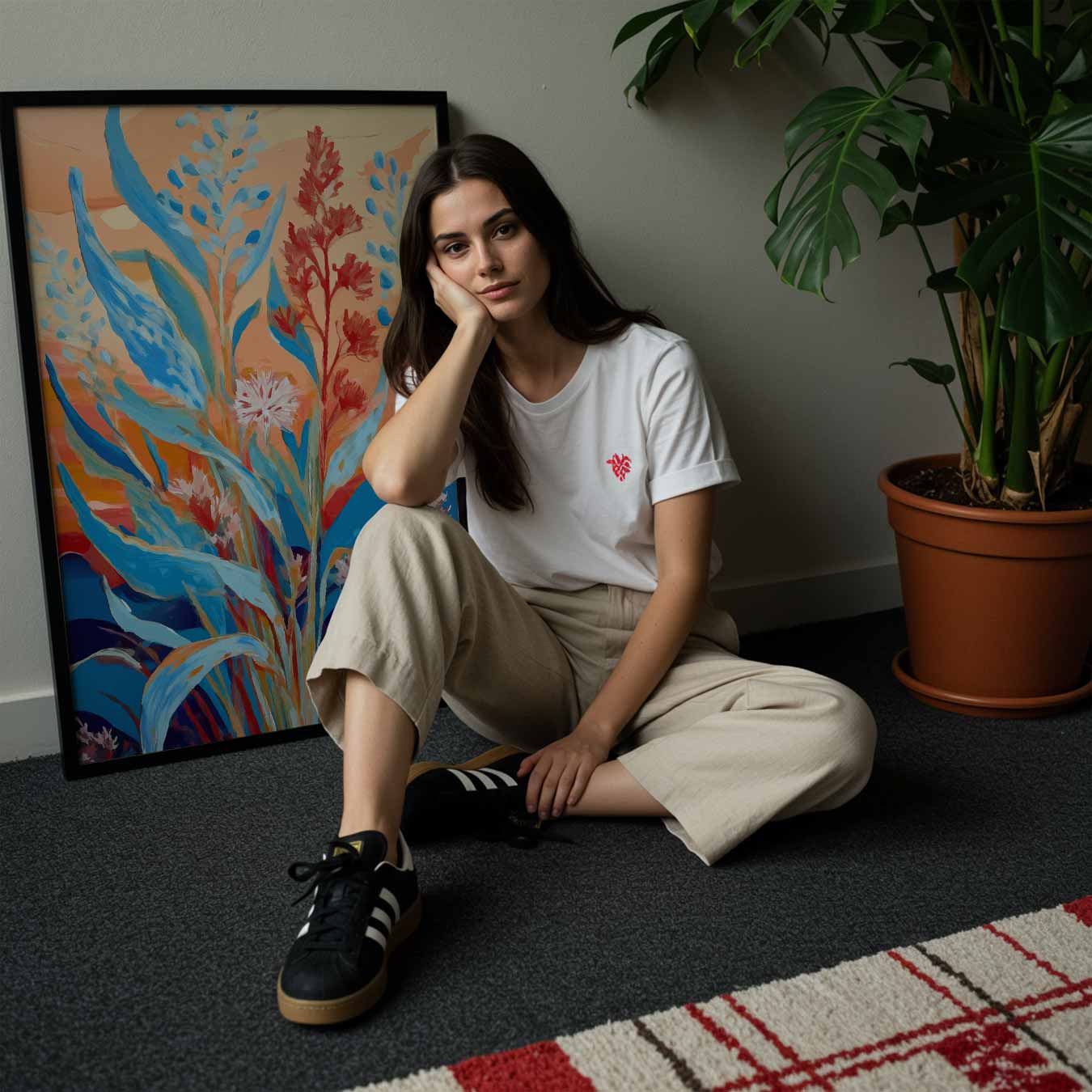 Kleurrijk Bloemenveld in Zonsondergang Poster-WallArtistic