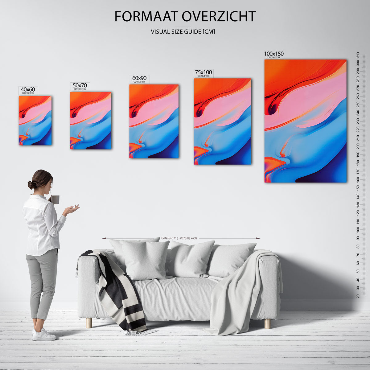 Vloeiende kleurencompositie Kunstwerk
