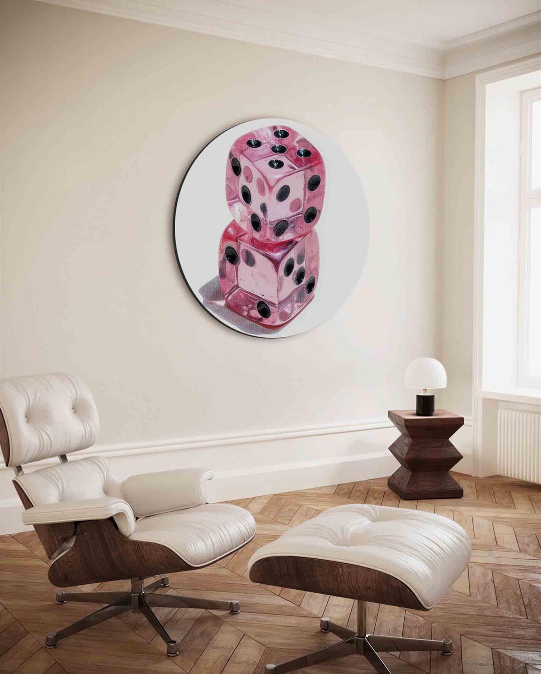 Roze dobbelstenen Muurcirkel