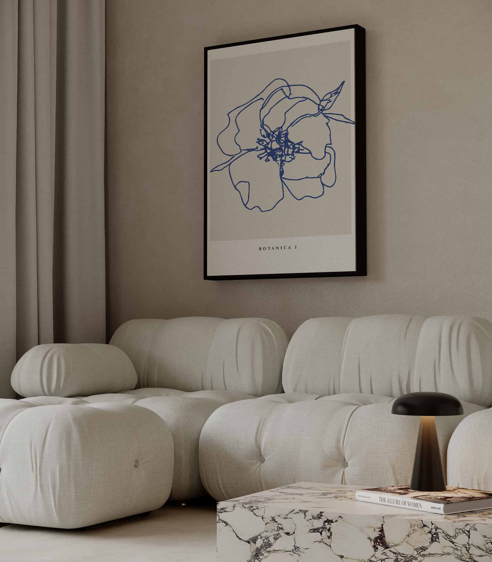 Moderne Botanische Lijntekening Kunstwerk-canvas-dibond-plexiglas-wanddecoratie-WallArtistic