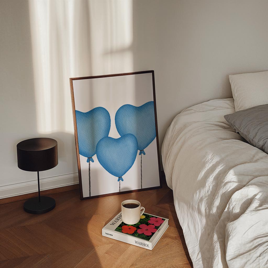 Blauwe Hart Ballonnen Poster-WallArtistic