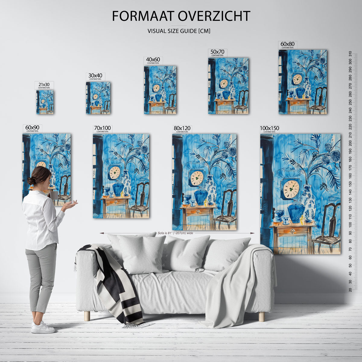 Blauwe interieur Poster