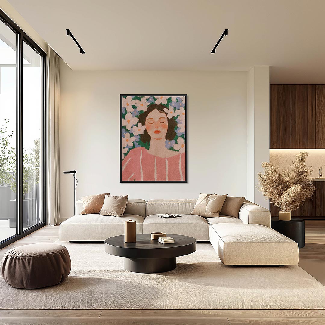 Dromerige bloemenportret Kunstwerk
