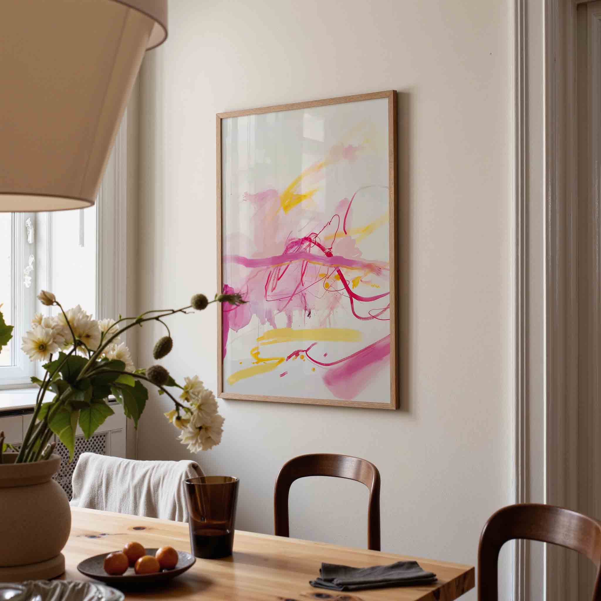 Abstracte roze en gele Poster
