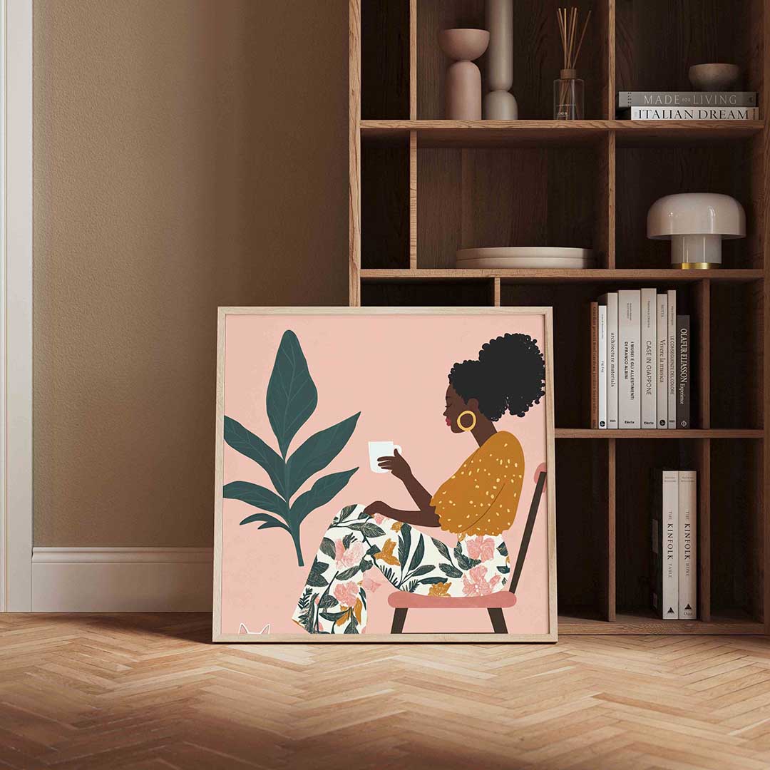 Vrouw met kopje Poster