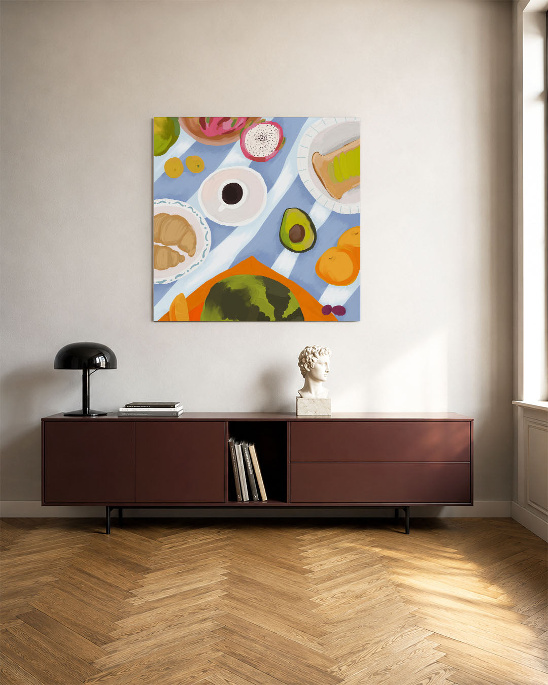 Kleurrijk ontbijt tafereel Kunstwerk
