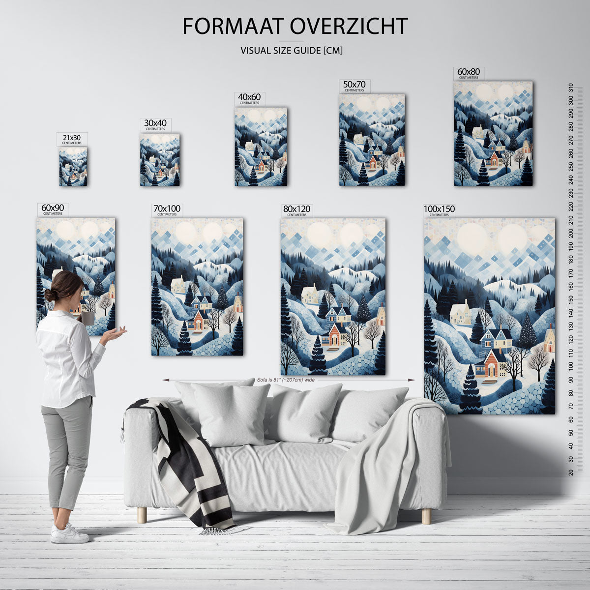 Winterlandschap met huizen Poster