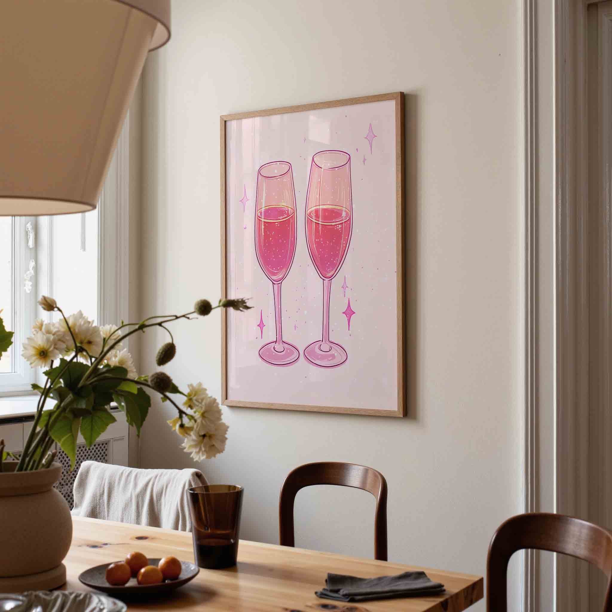 Twee glazen met roze drank Poster