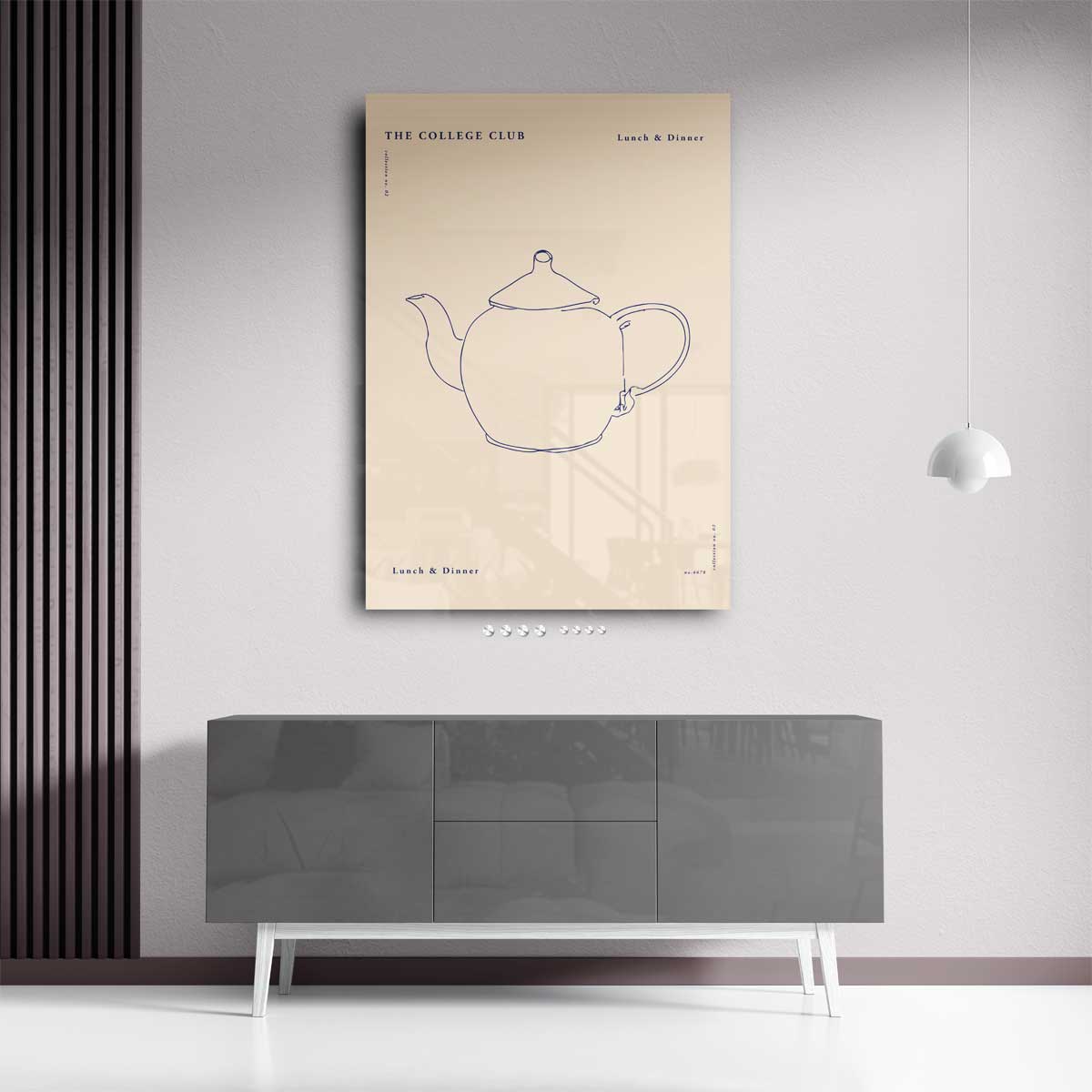 Rustieke Theepot Illustratie Kunstwerk-canvas-dibond-plexiglas-wanddecoratie-WallArtistic