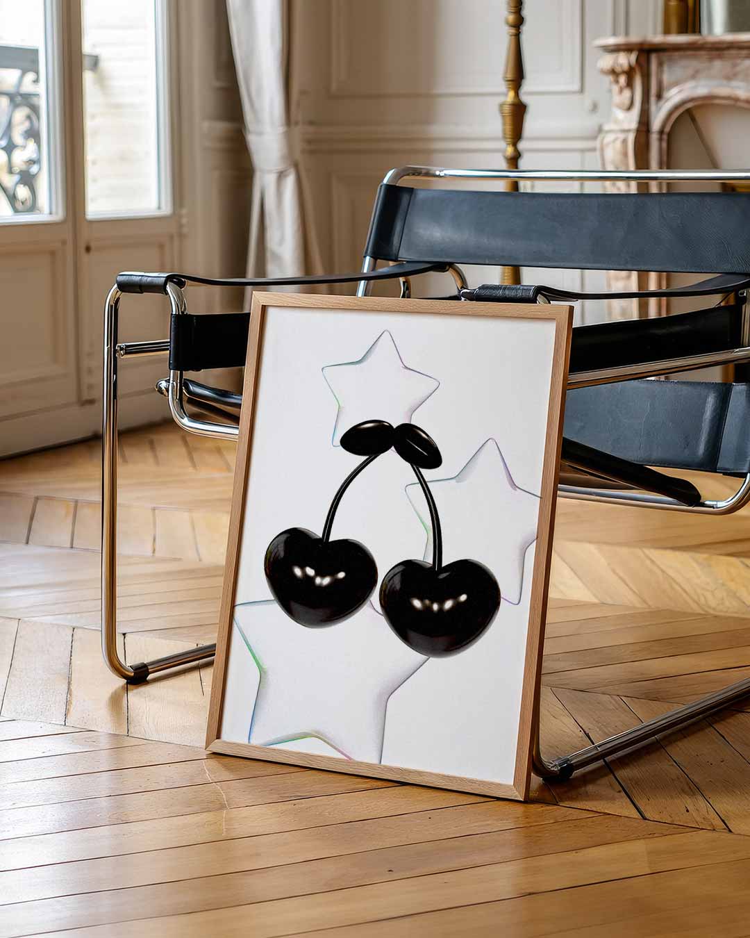 Twee Zwarte Kersen en Sterren Poster-WallArtistic