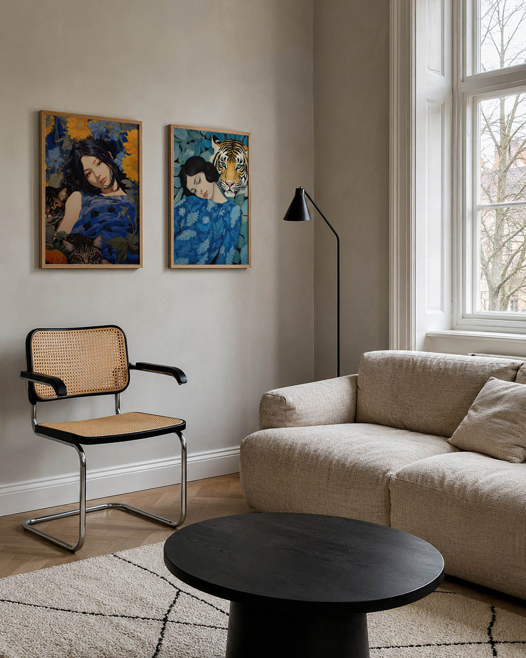 Bloemen en katten Posterset