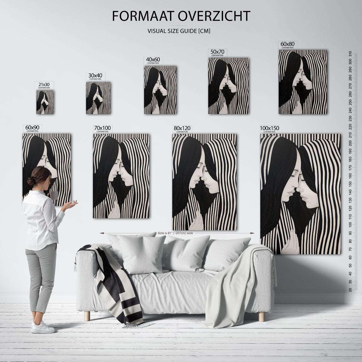 Twee gezichten met strepen Poster