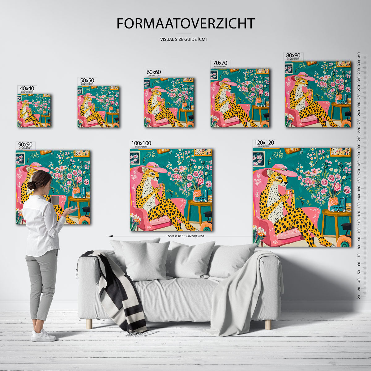 Luipaard met roze hoed Poster