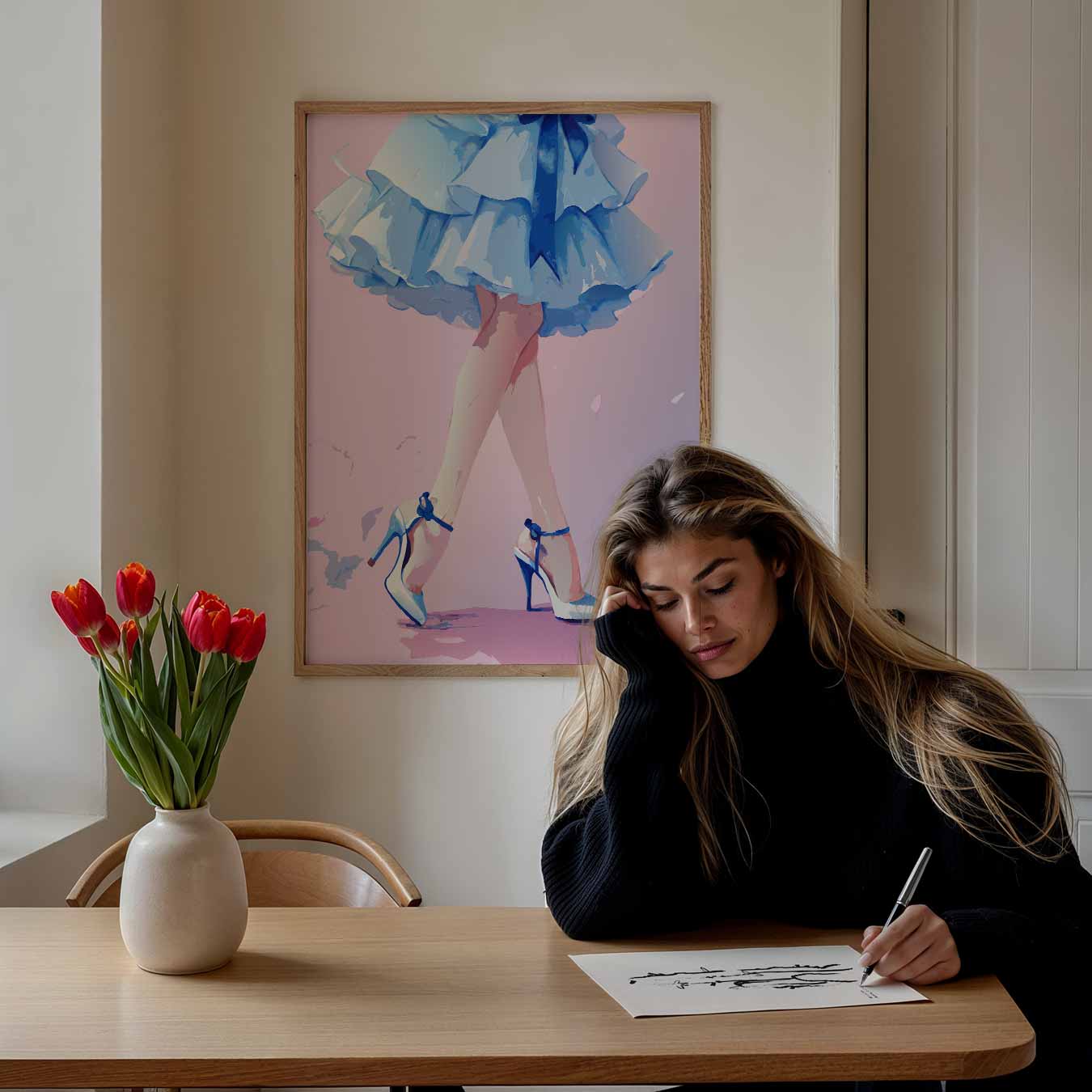 Betoverende Blauwe Jurk Poster-WallArtistic