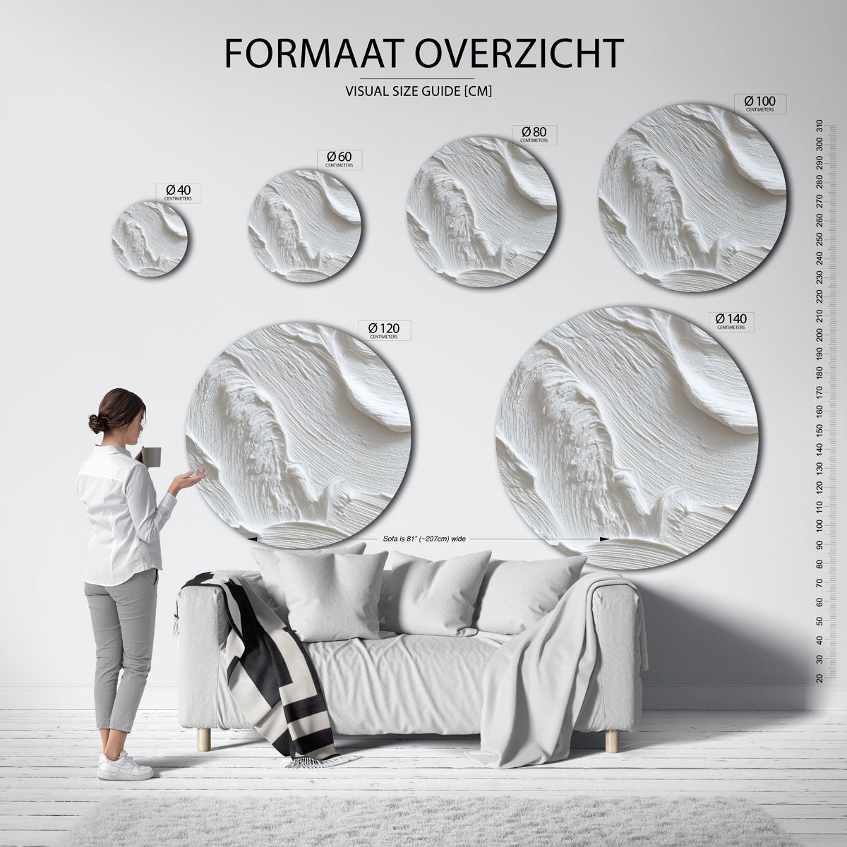 Textuur in wit Muurcirkel