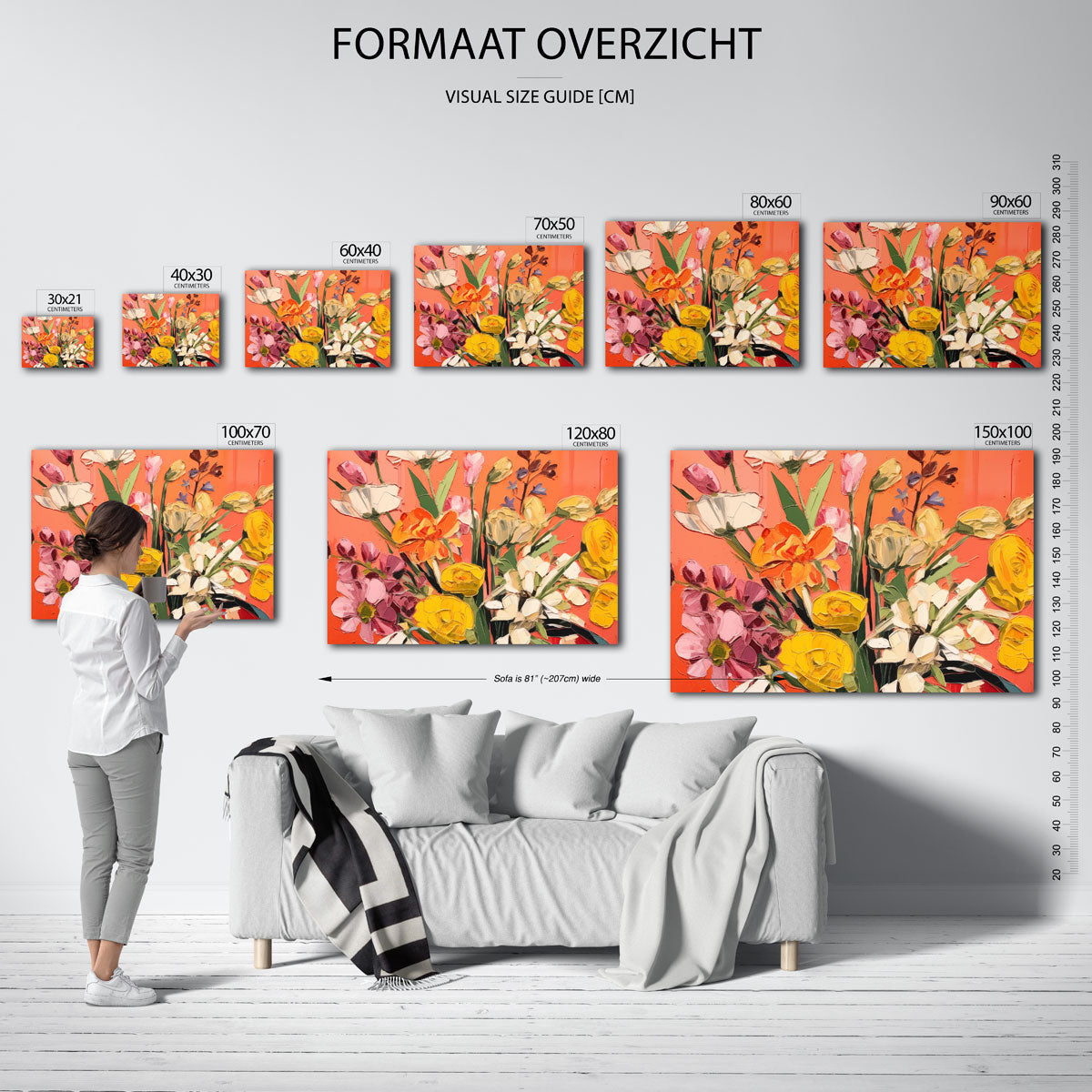 Bloemen op oranje Poster