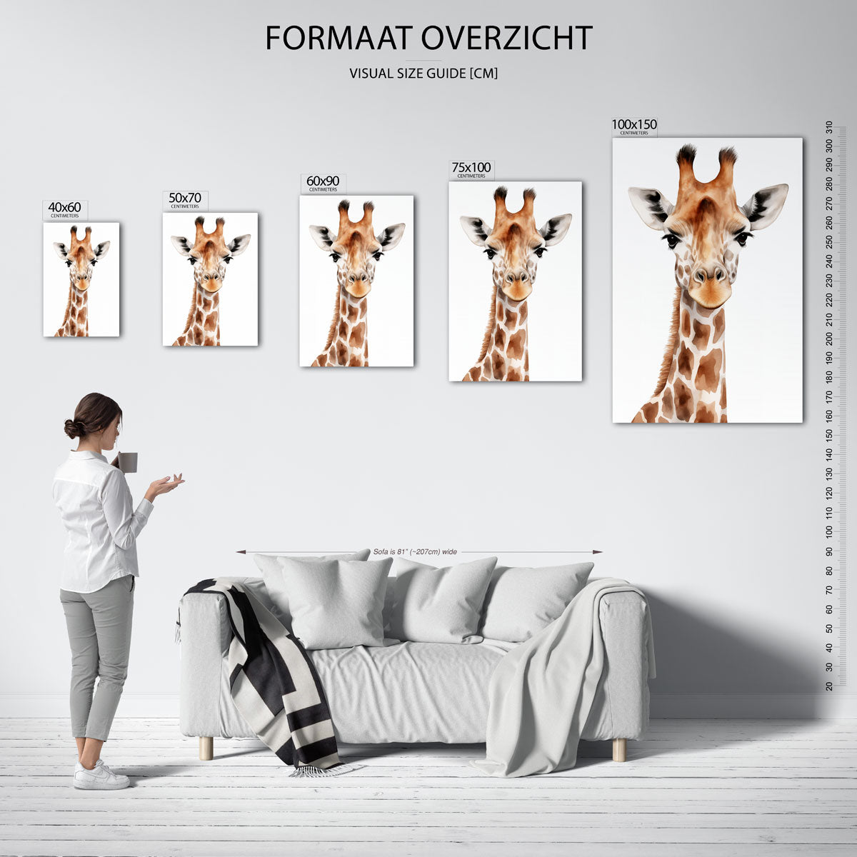 Giraffe portret Kunstwerk