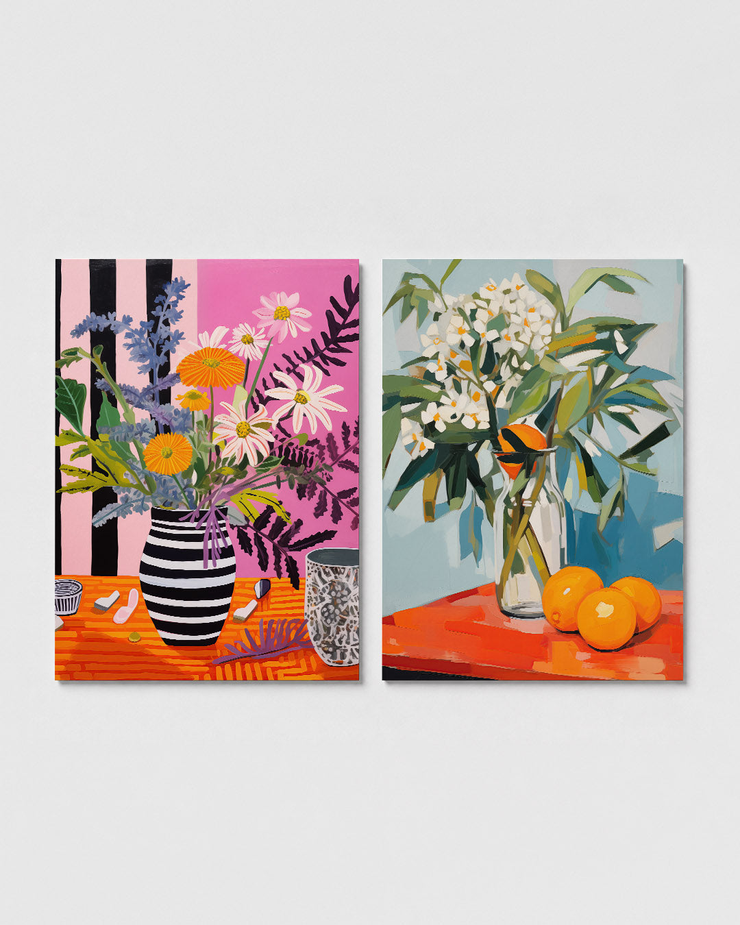 Bloemrijke strepen Posterset