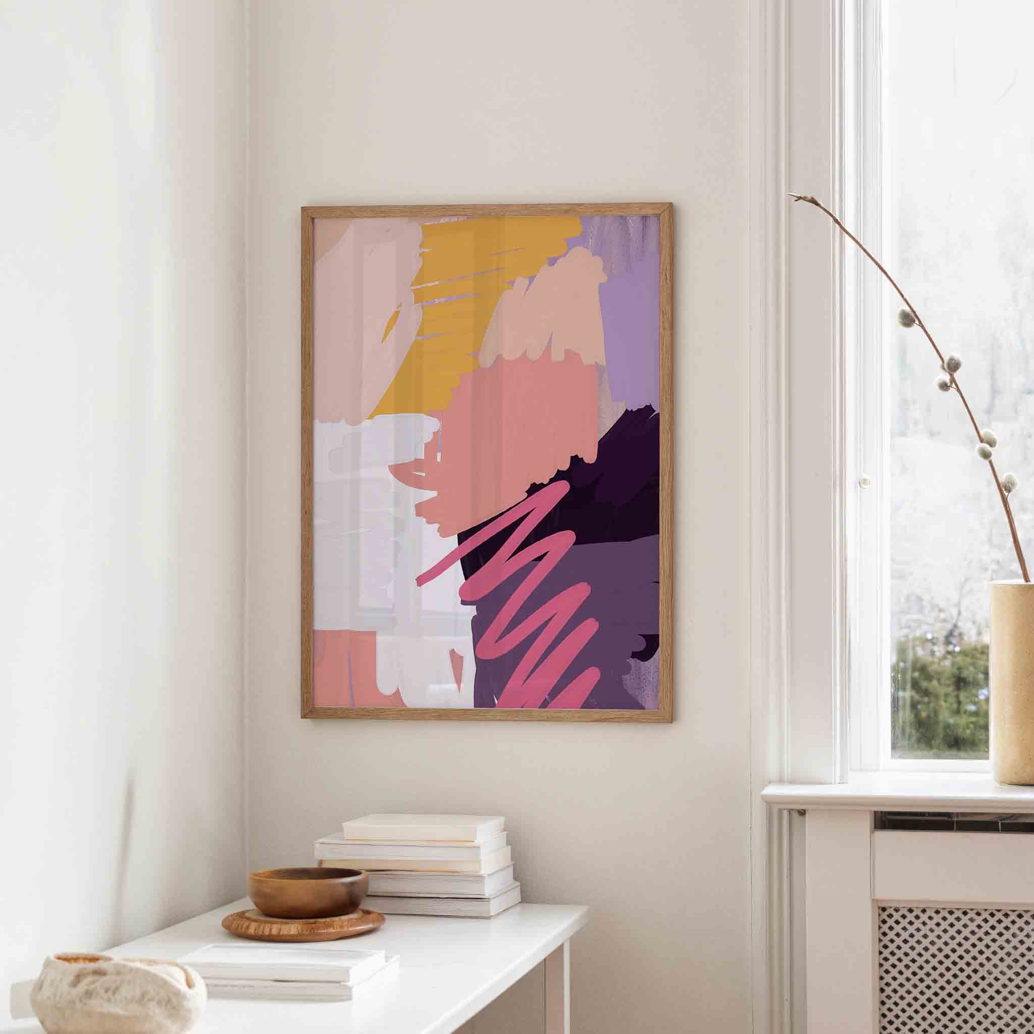 Abstracte penseelstreken Poster