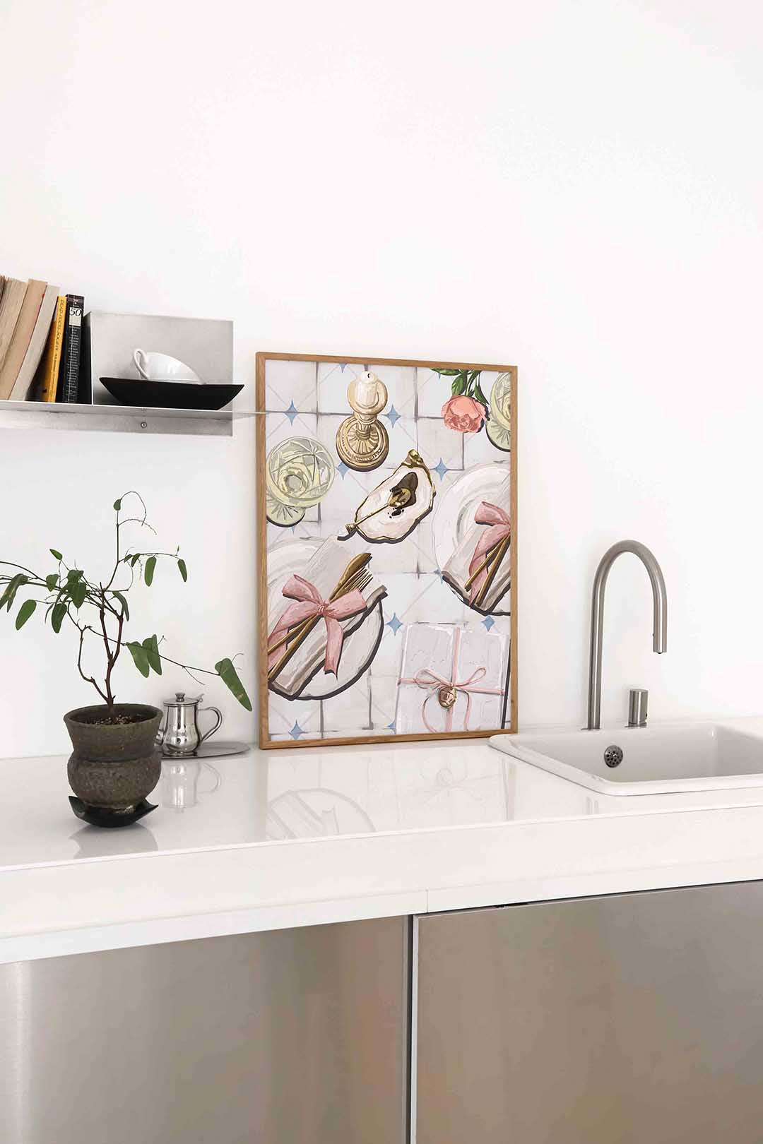 Elegante tafelscène Poster
