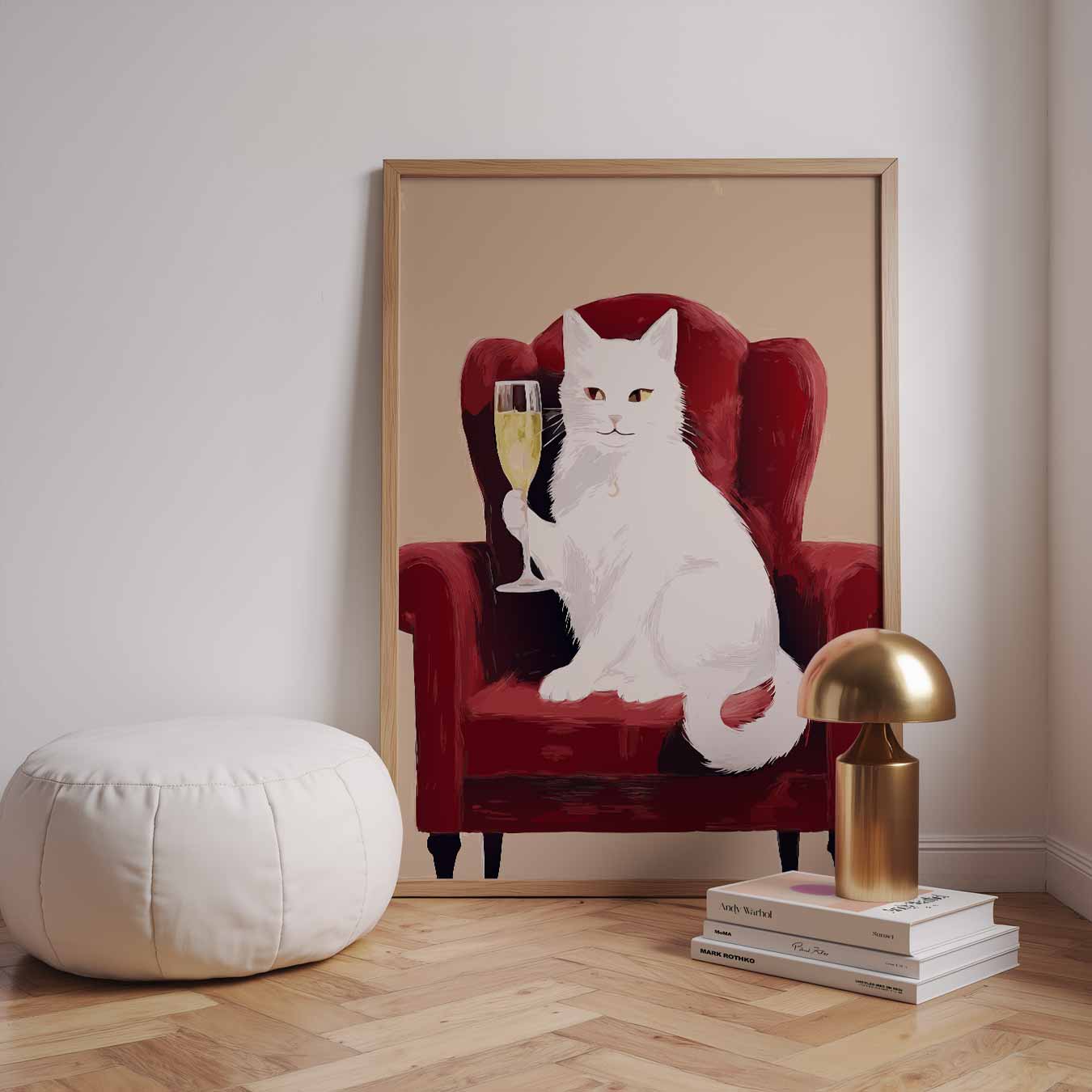 Stijlvolle Kat Met Champagnetoast Poster-WallArtistic