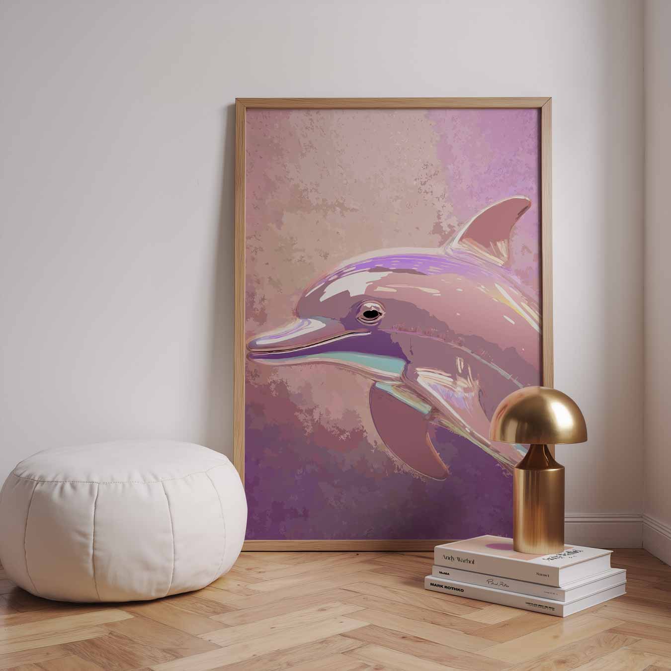 Pastelkleurige Dolfijn Kunstposter-WallArtistic