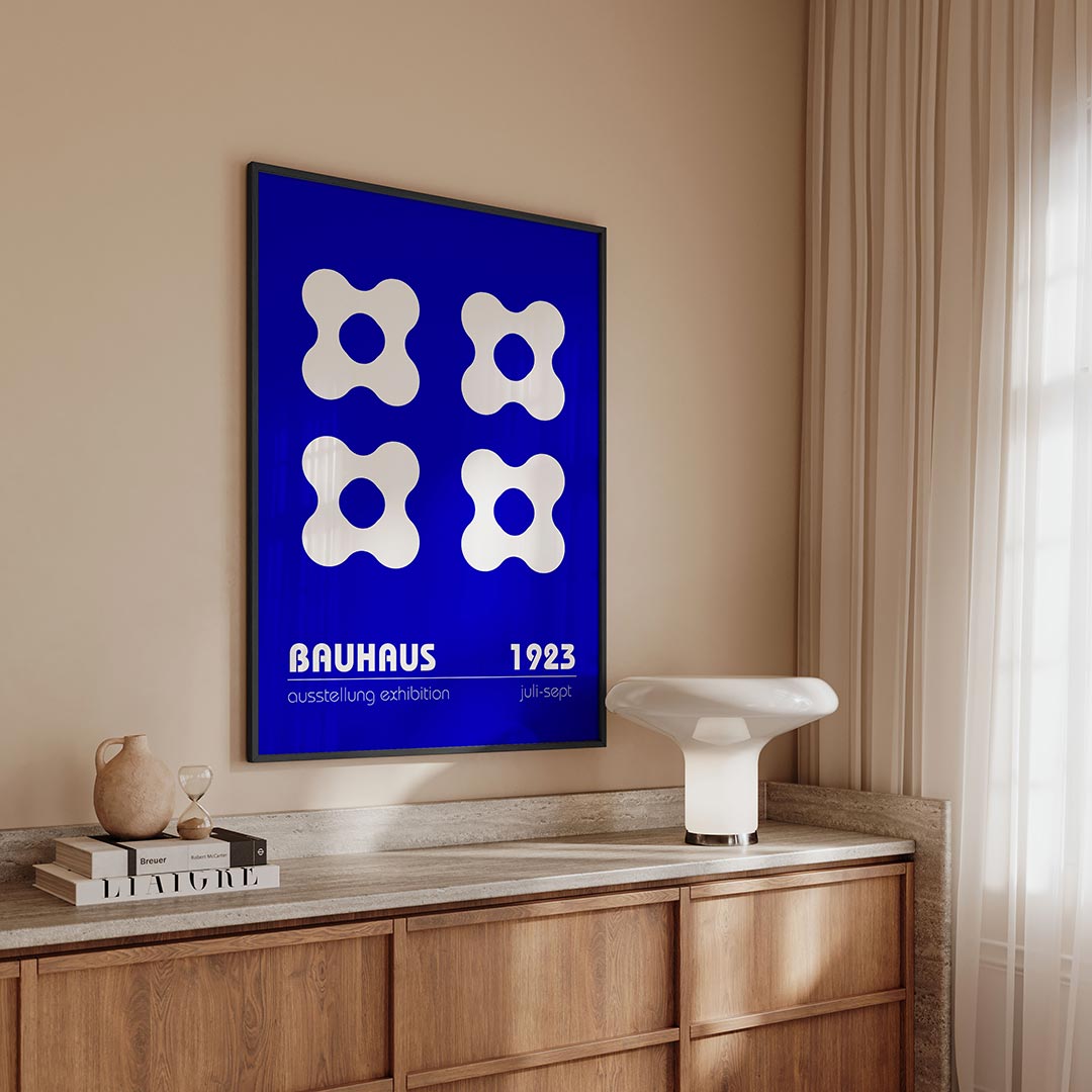 Vormritme blauw Poster