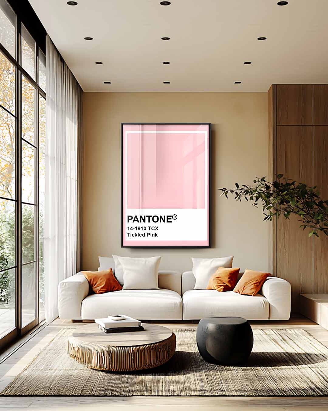 Zachtroze Expressie Kunstwerk-canvas-dibond-plexiglas-wanddecoratie-WallArtistic