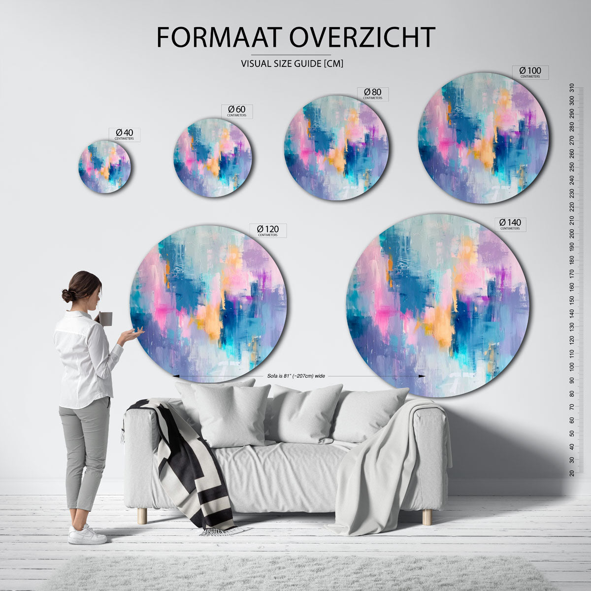 Abstracte kleurenexplosie Muurcirkel