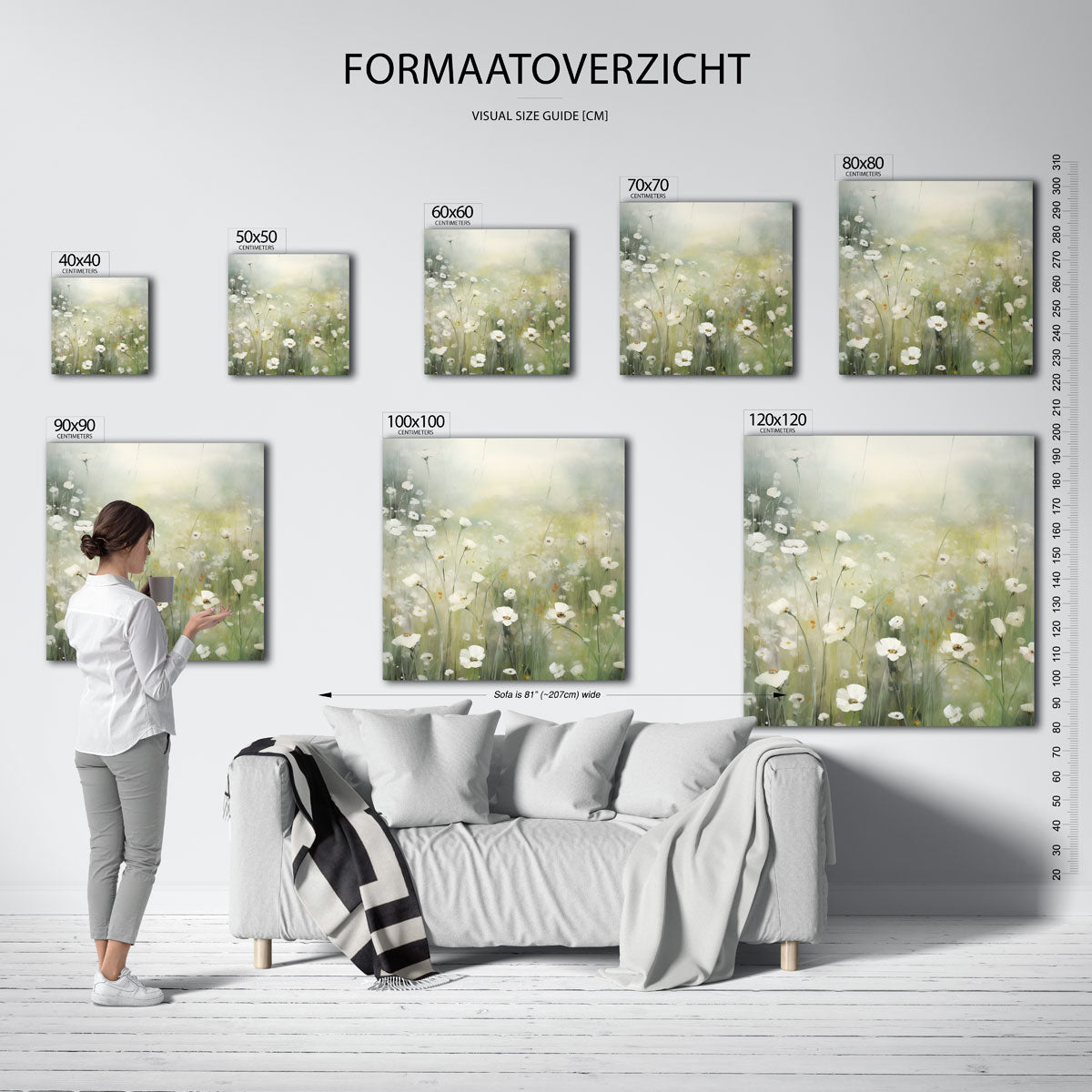 Witte bloemen Poster
