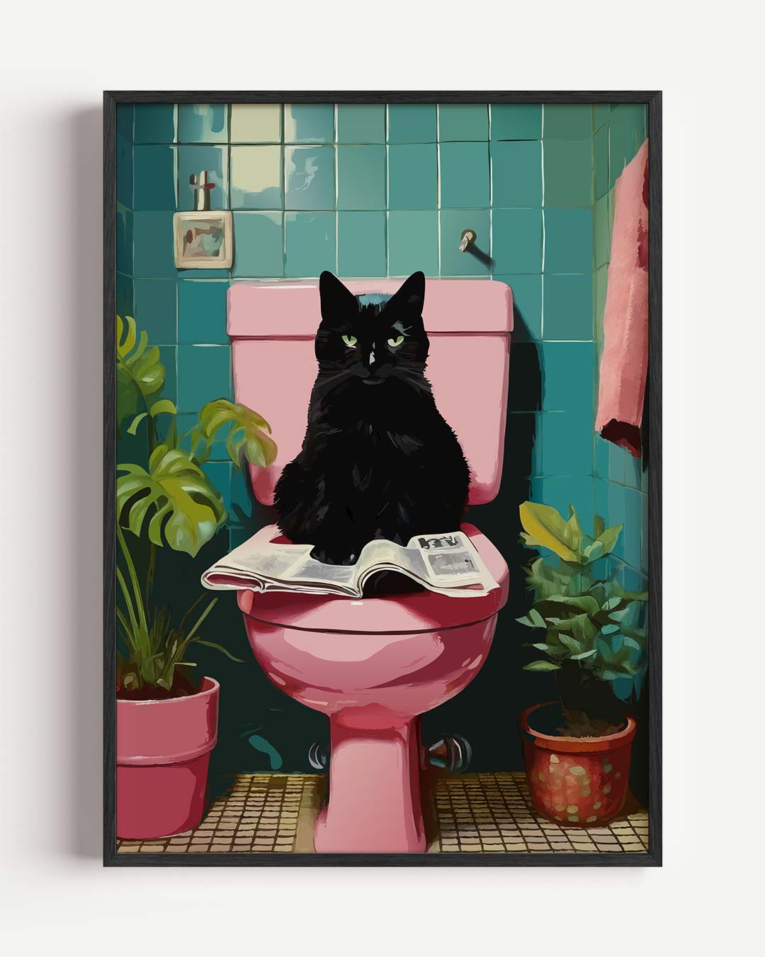 Kat op Toilet Poster-WallArtistic