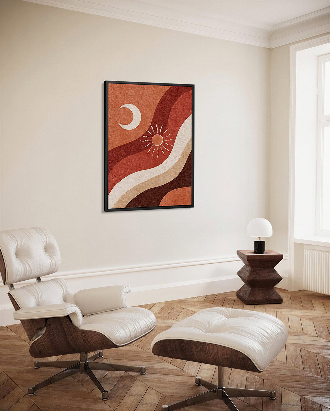 Golvende zon en maan Kunstwerk