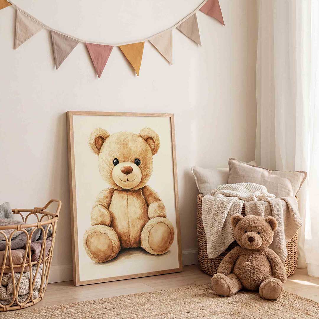 Zittende teddybeer Poster