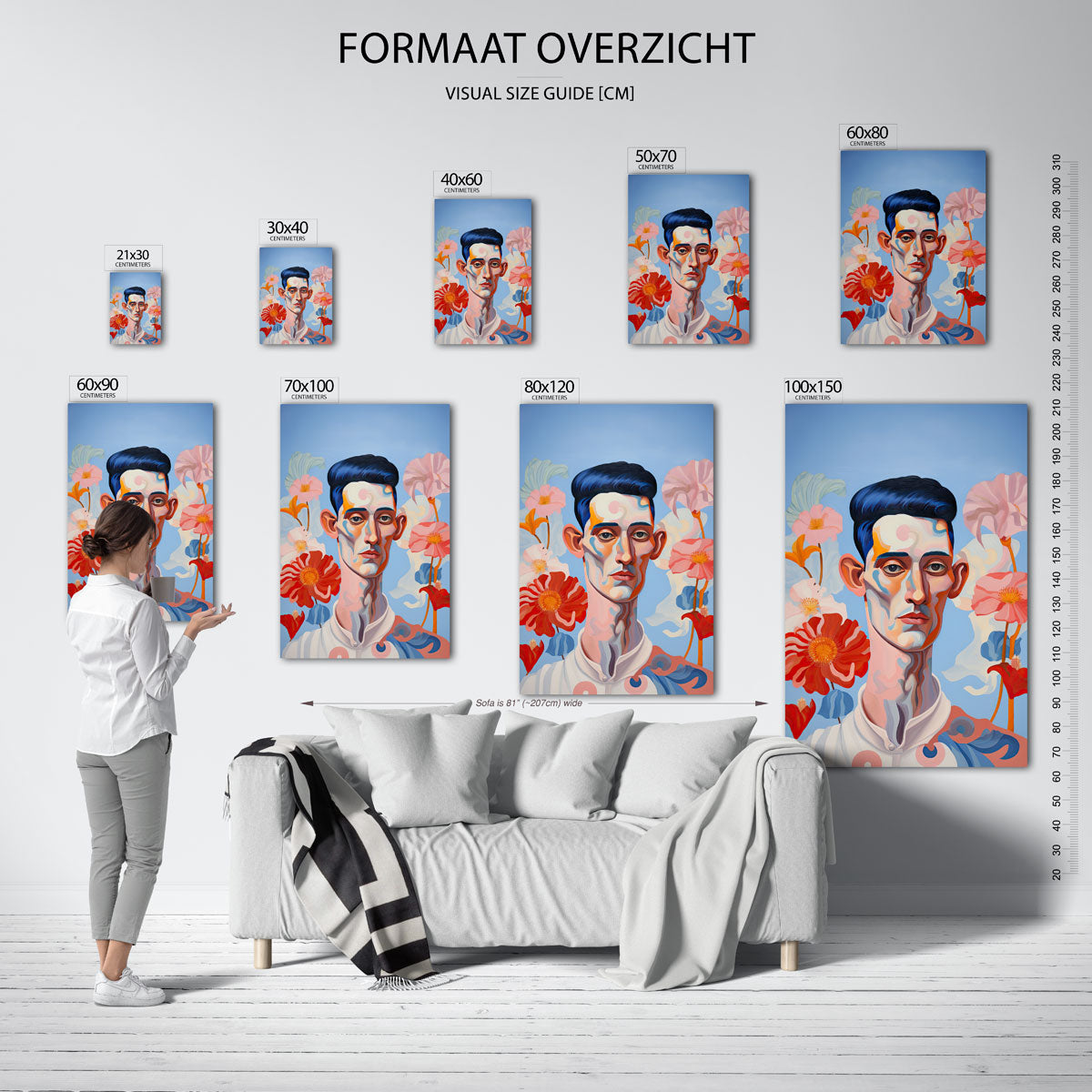 Portret met bloemen Poster