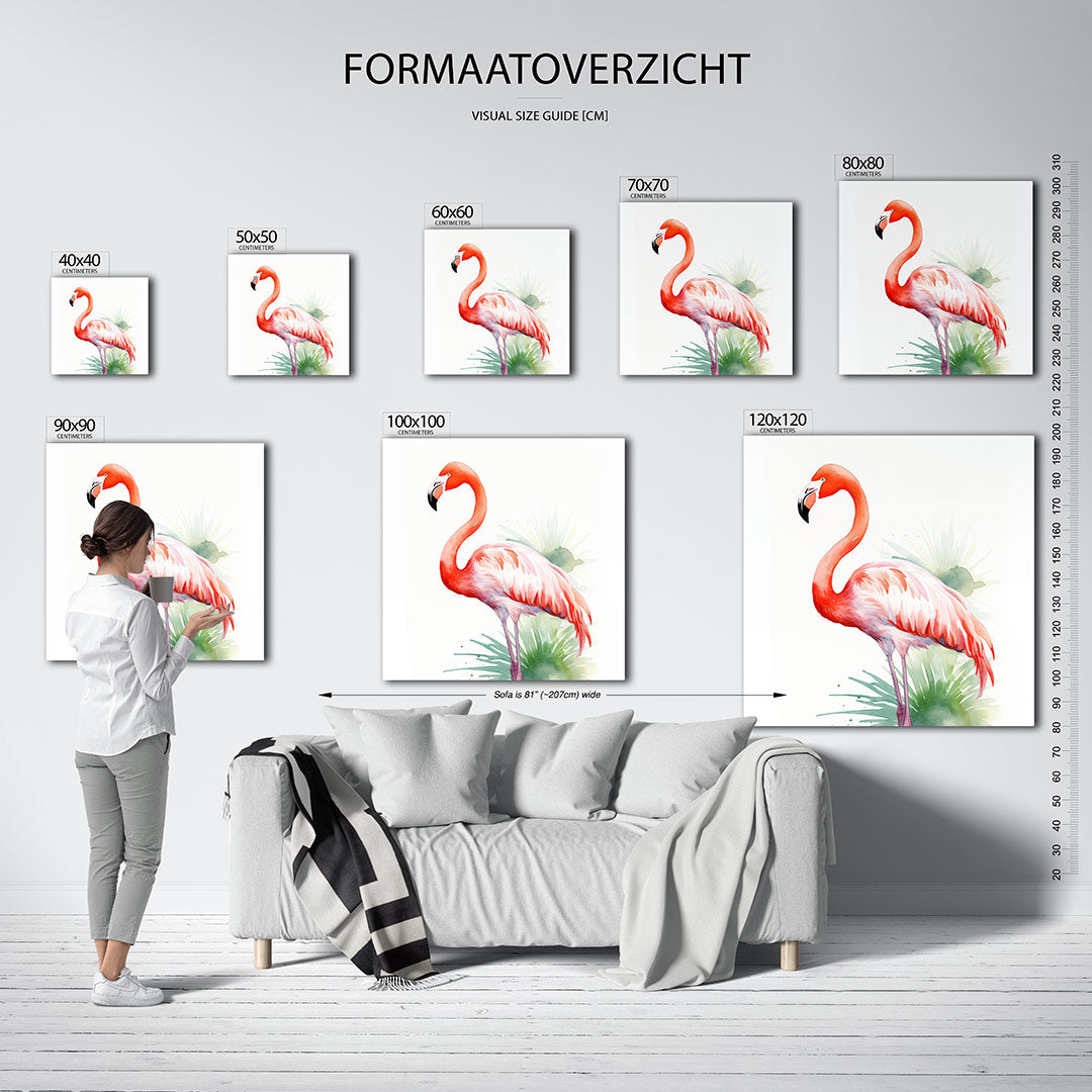 Flamingo in waterverf Kunstwerk