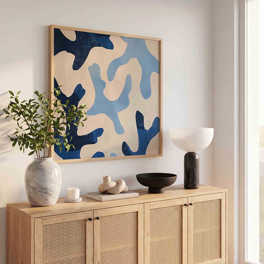 Abstracte blauwe vormen Poster