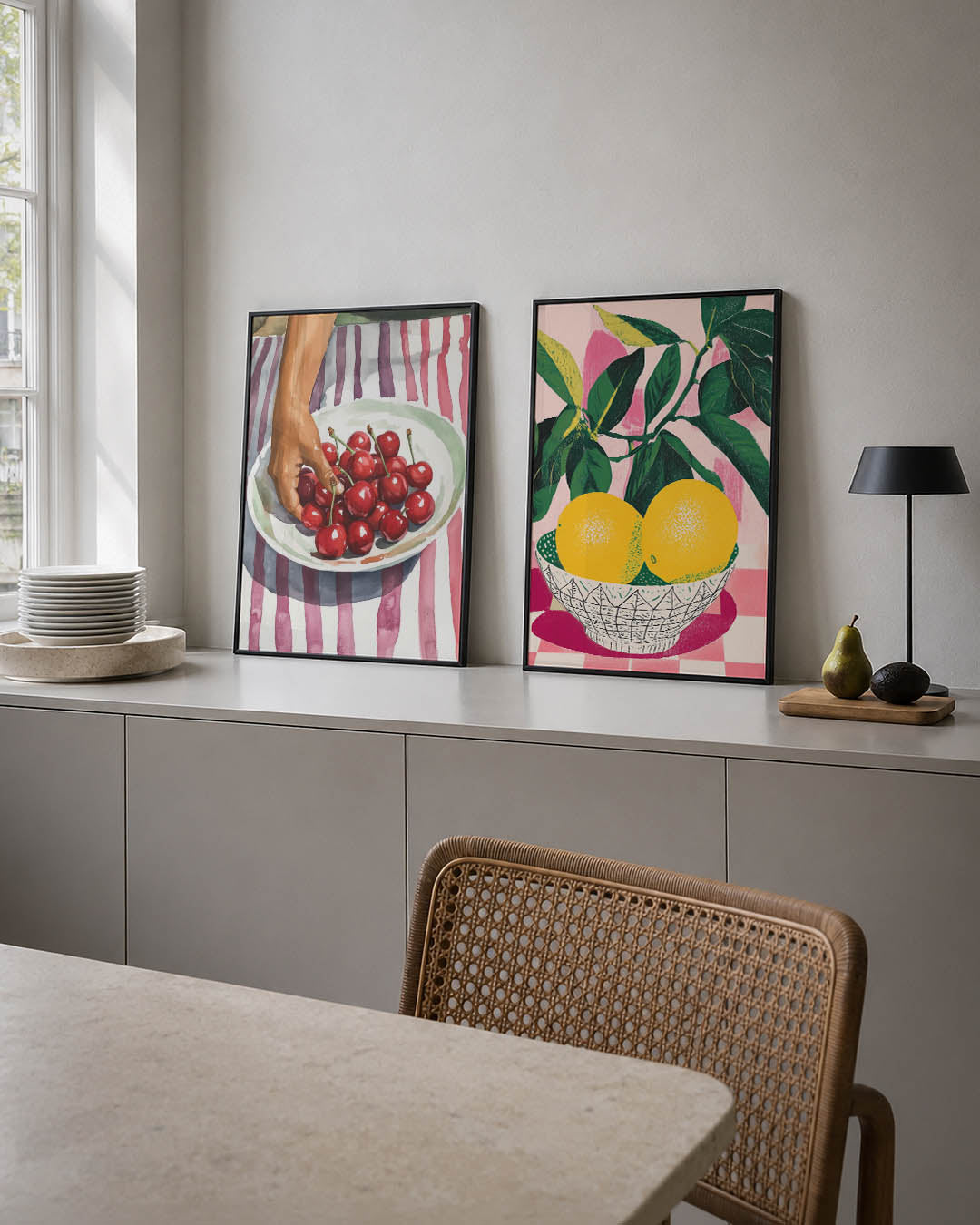 Kersen en strepen Posterset