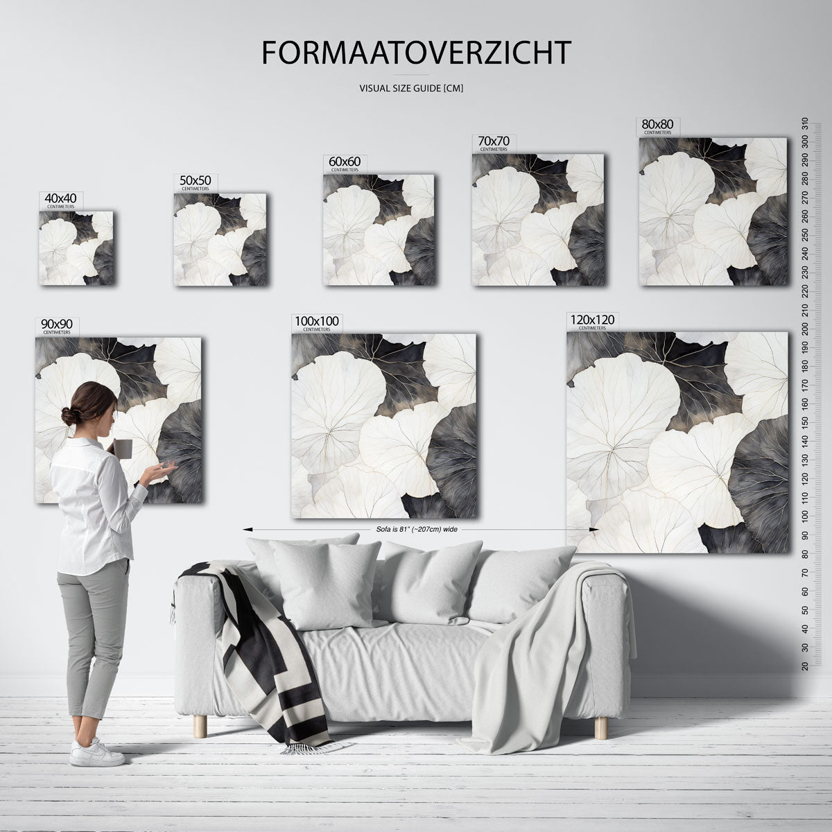 Bladeren in zwart wit Poster