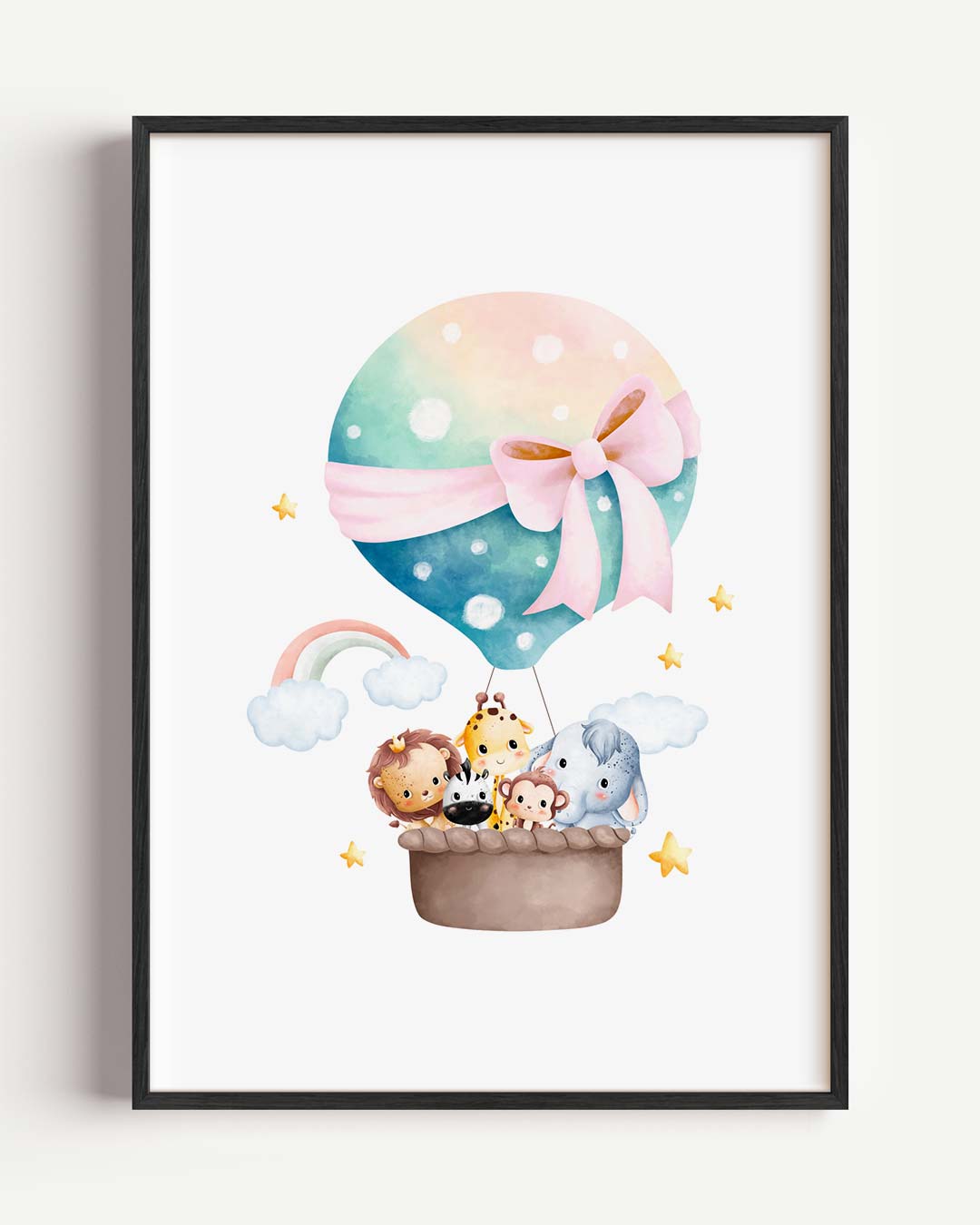 Vrolijke Dieren Luchtballon Poster-WallArtistic