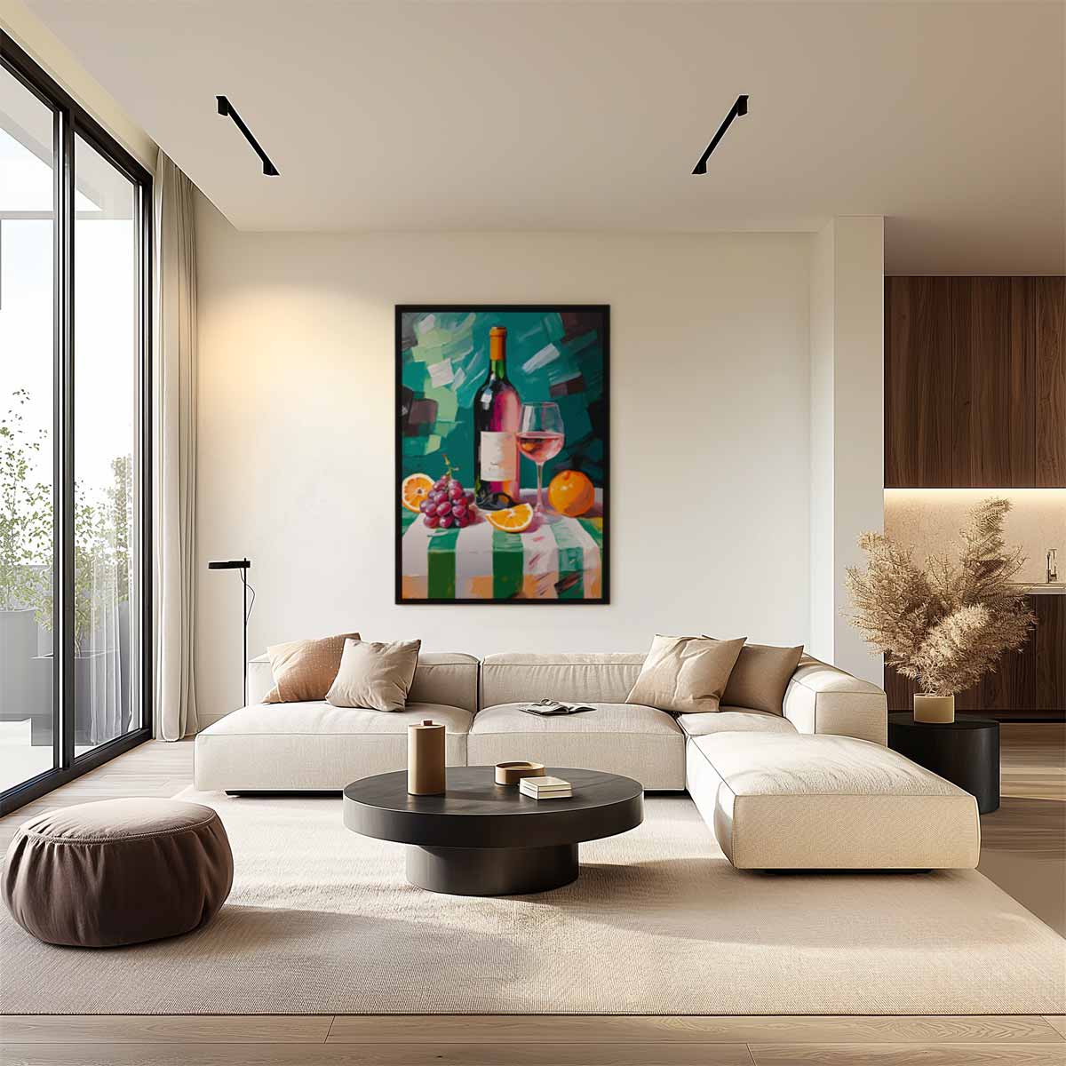 Elegante Wijn en Fruit Stilleven Kunstwerk-canvas-dibond-plexiglas-wanddecoratie-WallArtistic