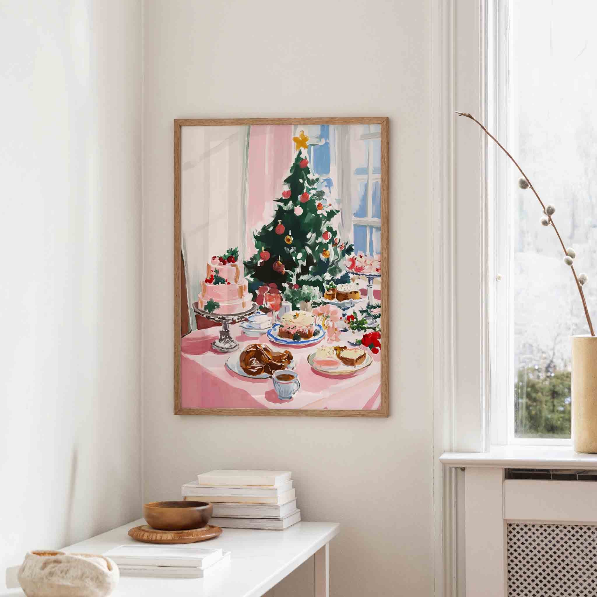 Kersttafel met taart Poster
