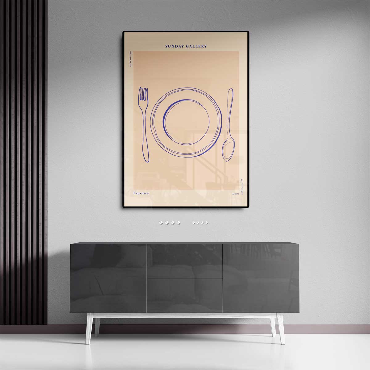 Minimalistisch Dinner Illustratie Kunstwerk-canvas-dibond-plexiglas-wanddecoratie-WallArtistic