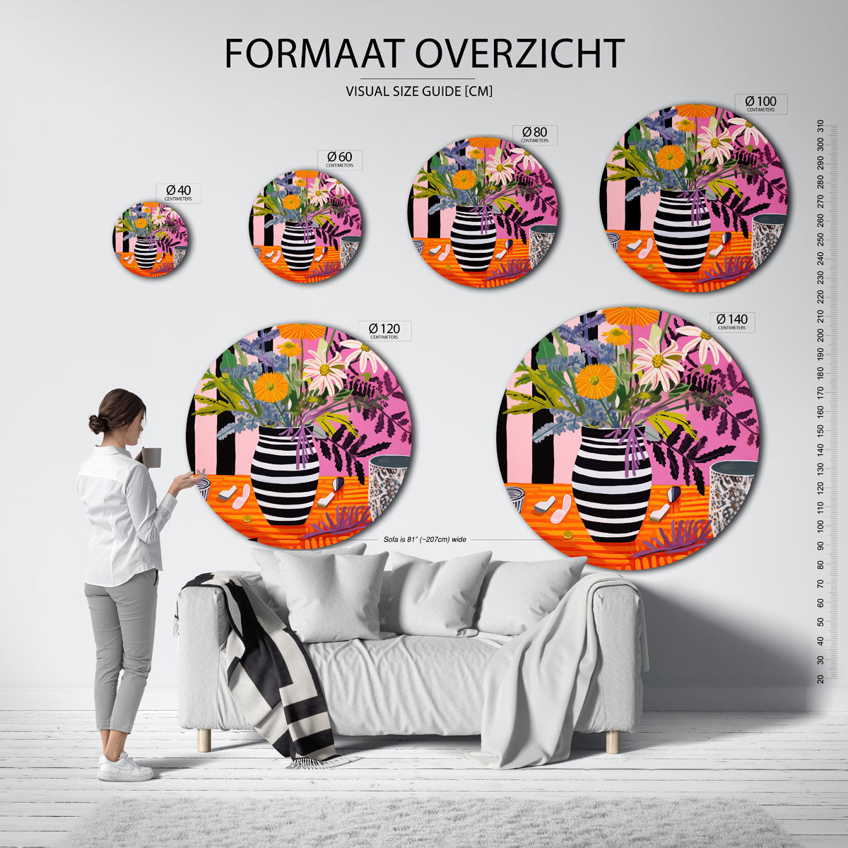 Bloemen in vaas Muurcirkel