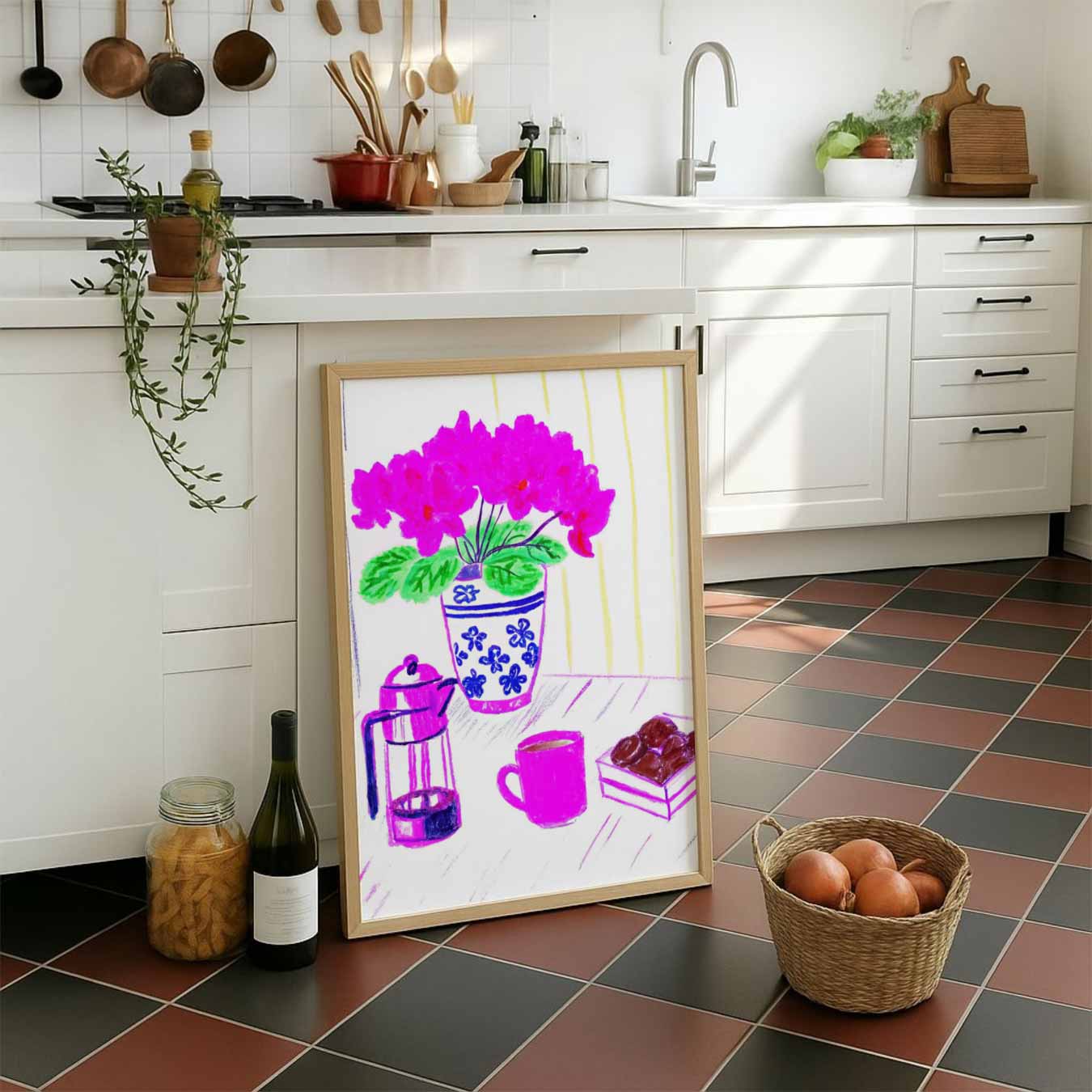 Gezellige Koffiehoek in Bloei Poster-WallArtistic
