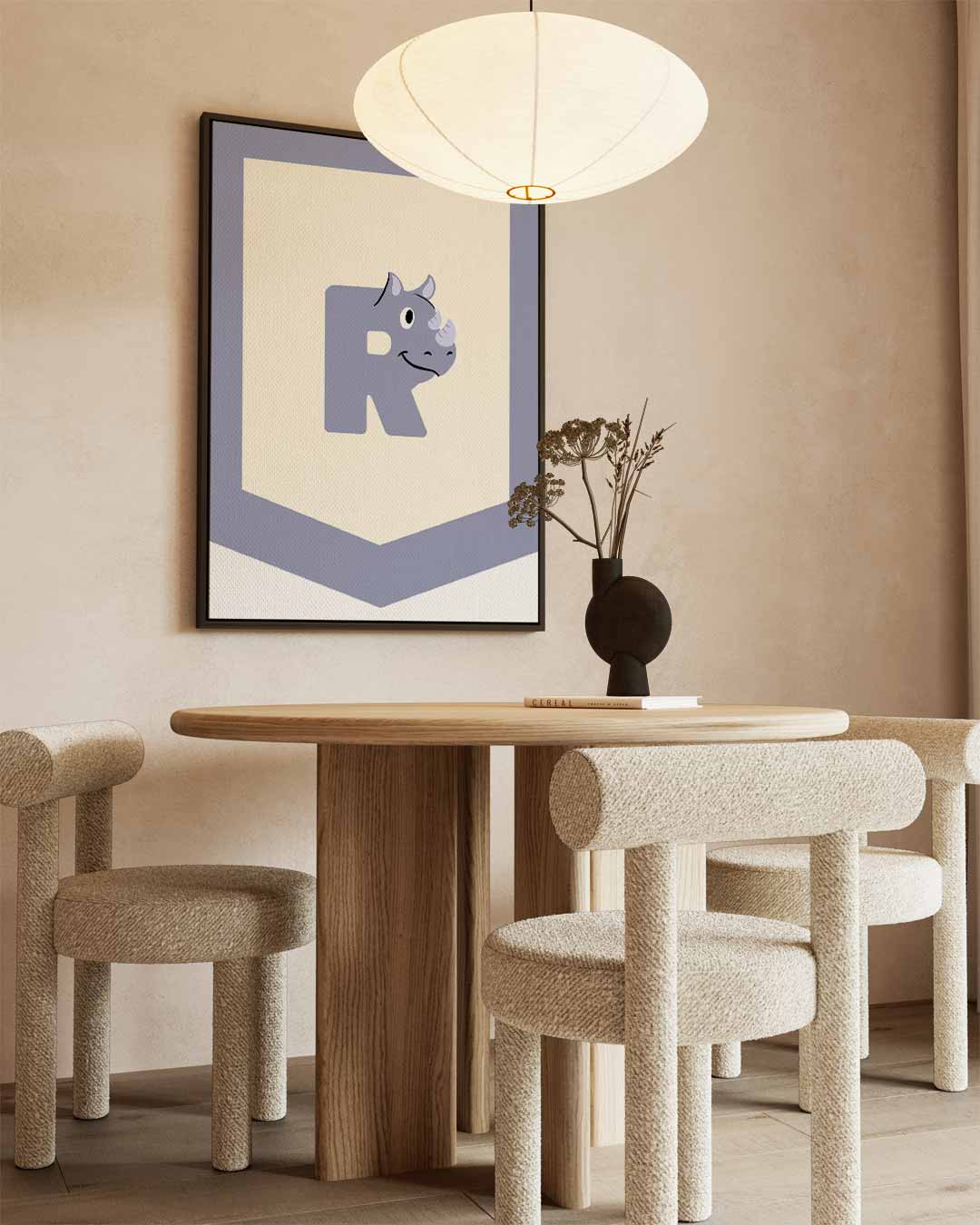 Speelse Neushoorn Logo Kunstwerk-canvas-dibond-plexiglas-wanddecoratie-WallArtistic