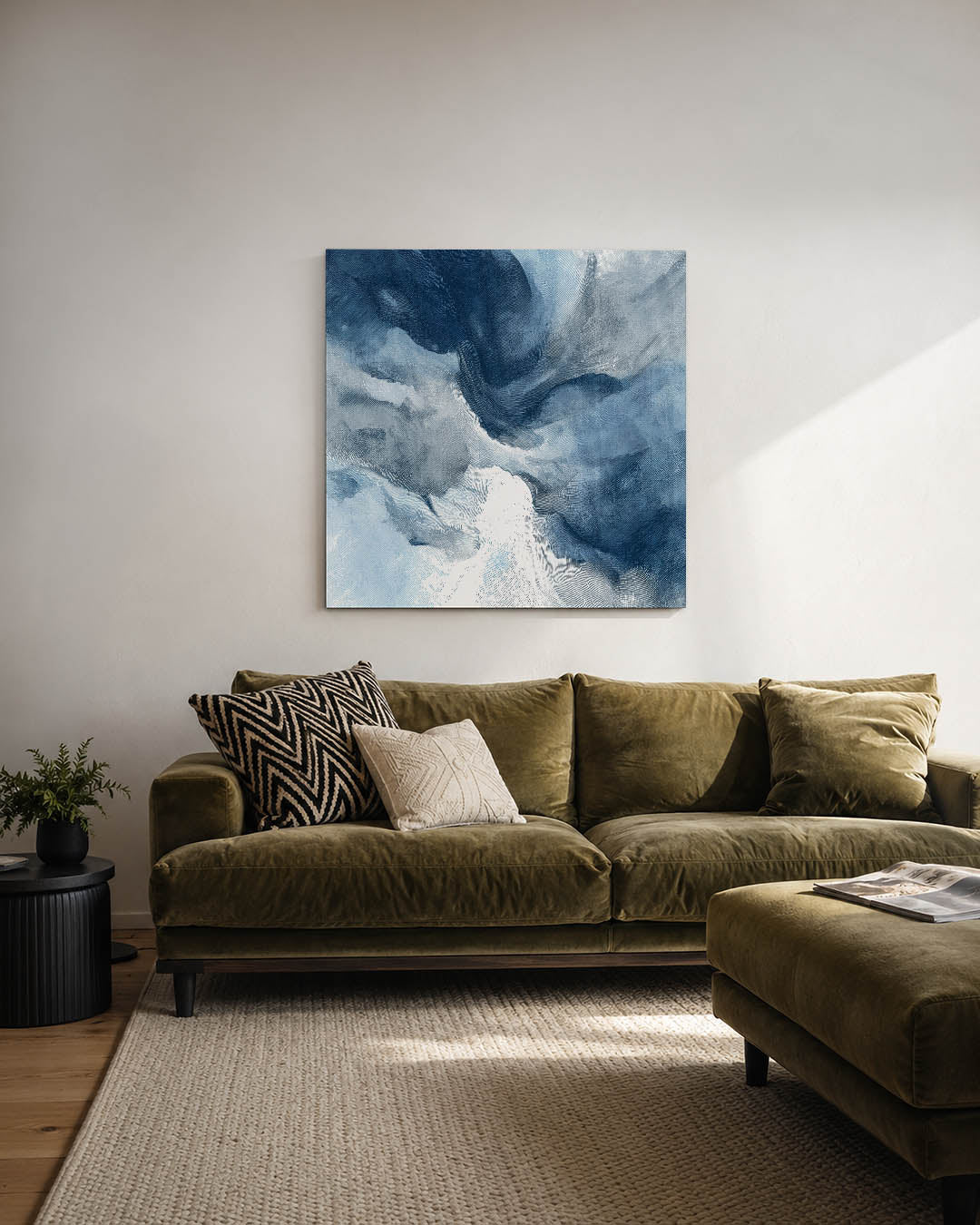 Golvende blauwe vormen Kunstwerk