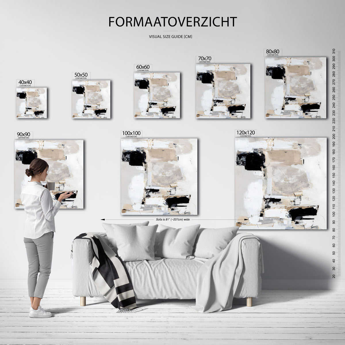 Abstracte beige en zwarte Poster