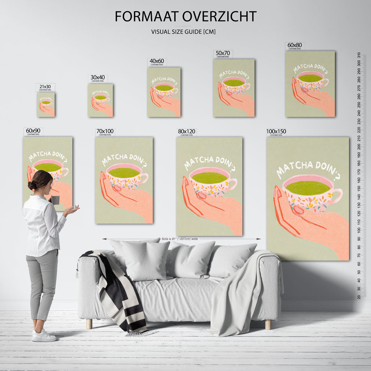 Hand met matcha Poster
