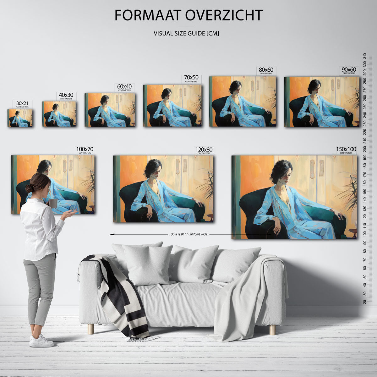 Vrouw in blauwe outfit Poster